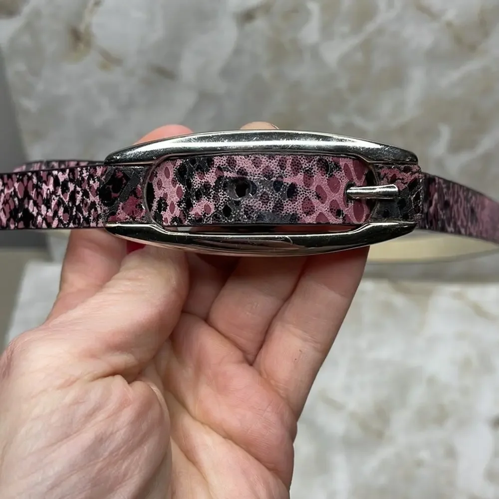 Nine West pink snakeskin print leather belt